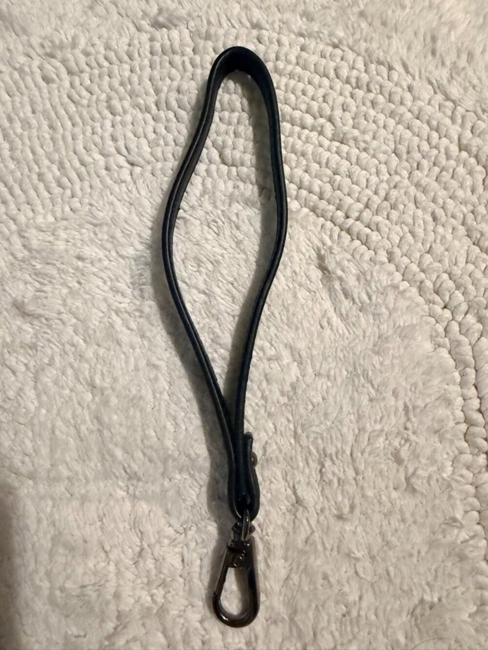 Black Leather Wristlet Strap — Detachable Purse Strap, Gunmetal Snap Hook